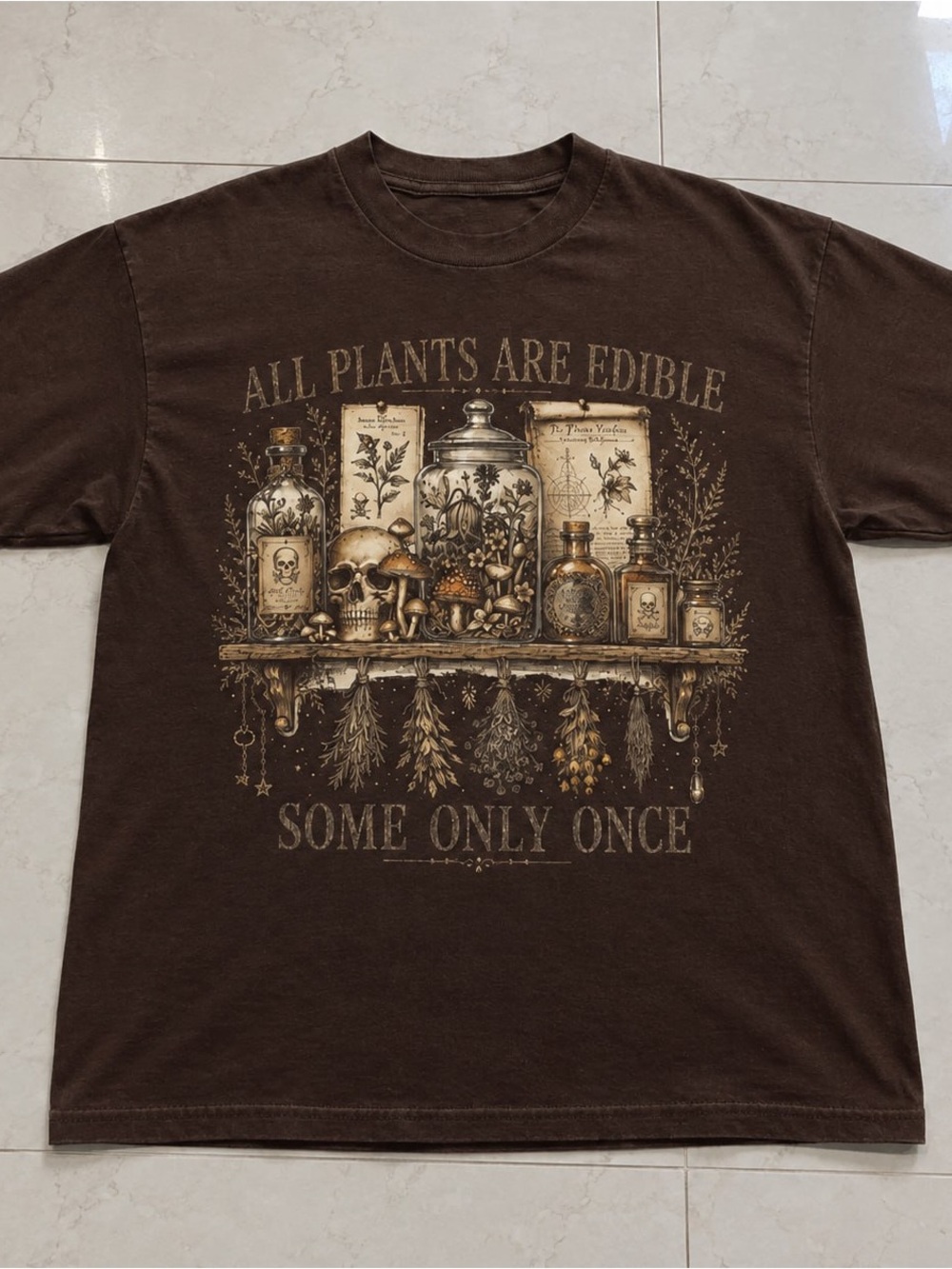 "All Plants Are Edible" Gildan Brown Graphic Tee